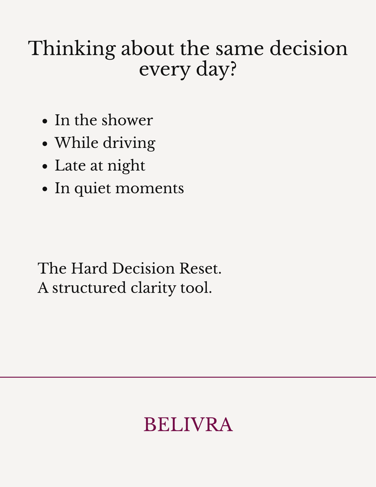 THE HARD DECISION RESET