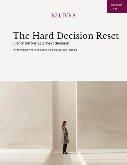 The Hard Decision Reset workbook cover, clarity tool for women facing difficult decisions and overthinking